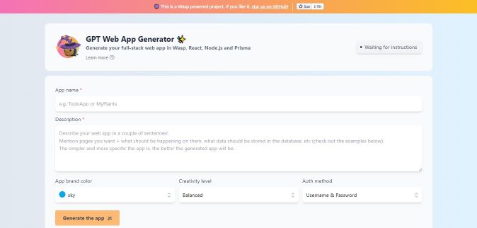 GPT Web App Generator